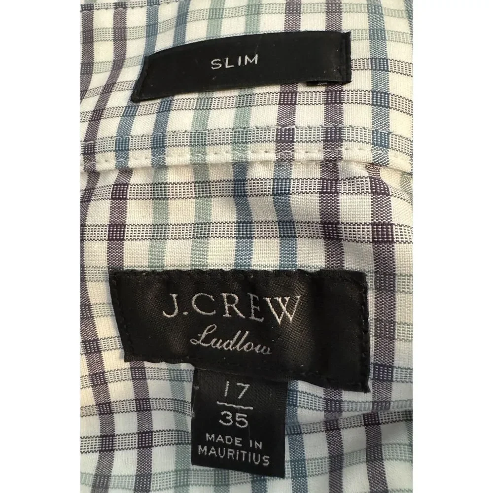J Crew Ludlow Slim Mens Long Sleeve‎ Button Shirt Plaid 17 35